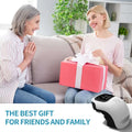 White and black electric intelligent kneading heating knee massager handheld device with digital display and ventilation grilles