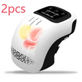 Electric intelligent kneading heating knee massager in white and black with digital control and illustrated joint diagram for knee pain relief