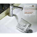 Clear plastic water filter pitcher with metallic base featuring transparent design for electric makeup brush cleaner use