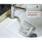 Clear plastic water filter pitcher with metallic base featuring transparent design for electric makeup brush cleaner use