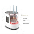 White and rose gold electric makeup brush cleaner with transparent design and three vertical slots for brushes