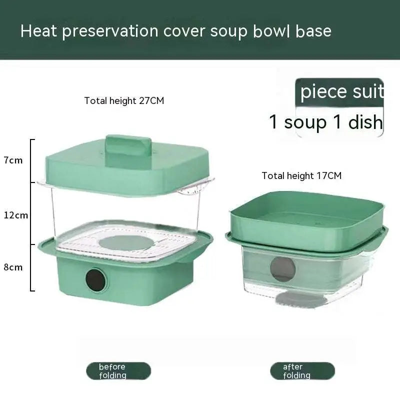 Teal electric multi layer heat preservation dish cover with clear plastic insert and foldable design for soup bowls