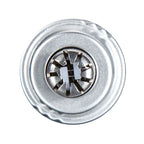Silver metallic screw with textured circular head and cross slot used in electric nose hair trimmer for men and women