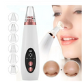Electric pores clean artifact electric nose vacuum in white and rose gold with multiple clear attachments for deep cleaning