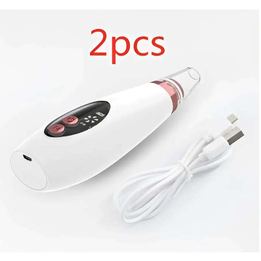 White and rose gold electric pores clean facial cleansing device with sleek ergonomic design for nose vacuum use