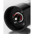 Black cylindrical electric pepper grinder with glossy finish and metallic screws in electric salt–pepper grinder set