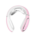 Pink and white electric smart shoulder massager with silver accents designed for heating pain relief and shoulder massager heating