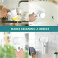 White electric spin cleaning brush with yellow circular cleaning head for efficient electric spin cleaning tasks