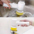 White and yellow electric spin cleaning brush with rotating brush head for efficient electric spin cleaning tasks