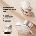A sleek rose gold and white electric spray massage comb with double-tooth design for hair care spray and massage