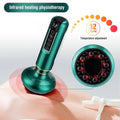 Teal-colored electric vacuum cupping massager and gua sha device with infrared heating and 12-speed temperature control digital display