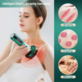 Green electric vacuum cupping massager and gua sha device with ergonomic design and digital control panel