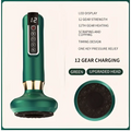 Teal-colored electric vacuum cupping massager with gold accent and digital led display gua sha device for massage