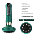 Teal-colored electric vacuum cupping massager with digital display and stainless steel beads gua sha device