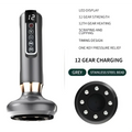 Grey stainless steel electric vacuum cupping massager and gua sha device with led display and 12 gear settings