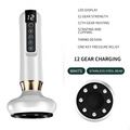 White and gold electric vacuum cupping massager and gua sha device with digital display and stainless steel bead base