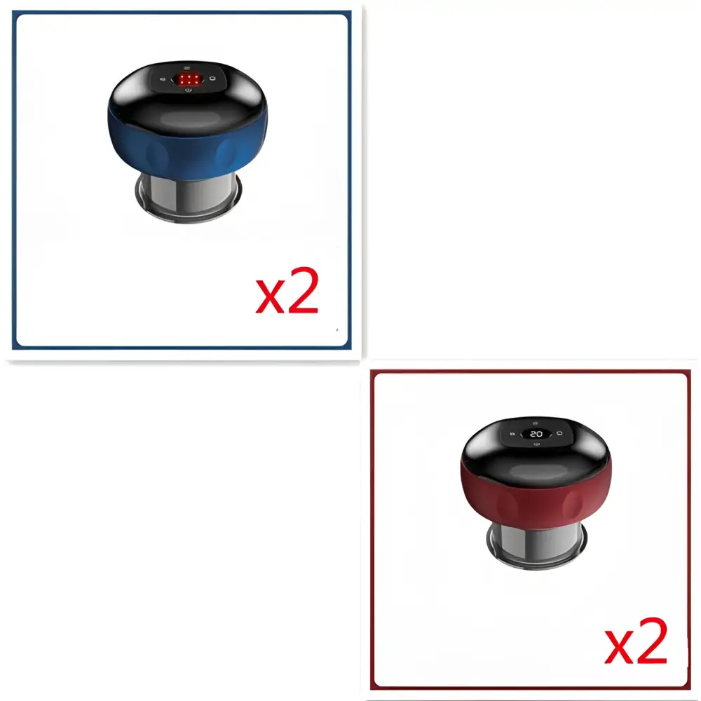 Blue and black electric vacuum cupping negative pressure massager with silver base heating model for therapeutic use