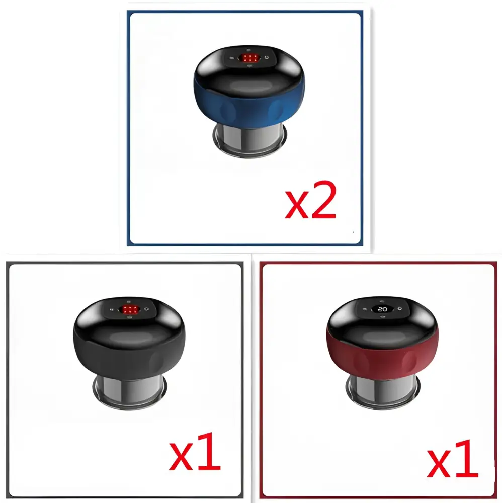 Electric vacuum cupping negative pressure massager with blue black and red heating models with digital displays