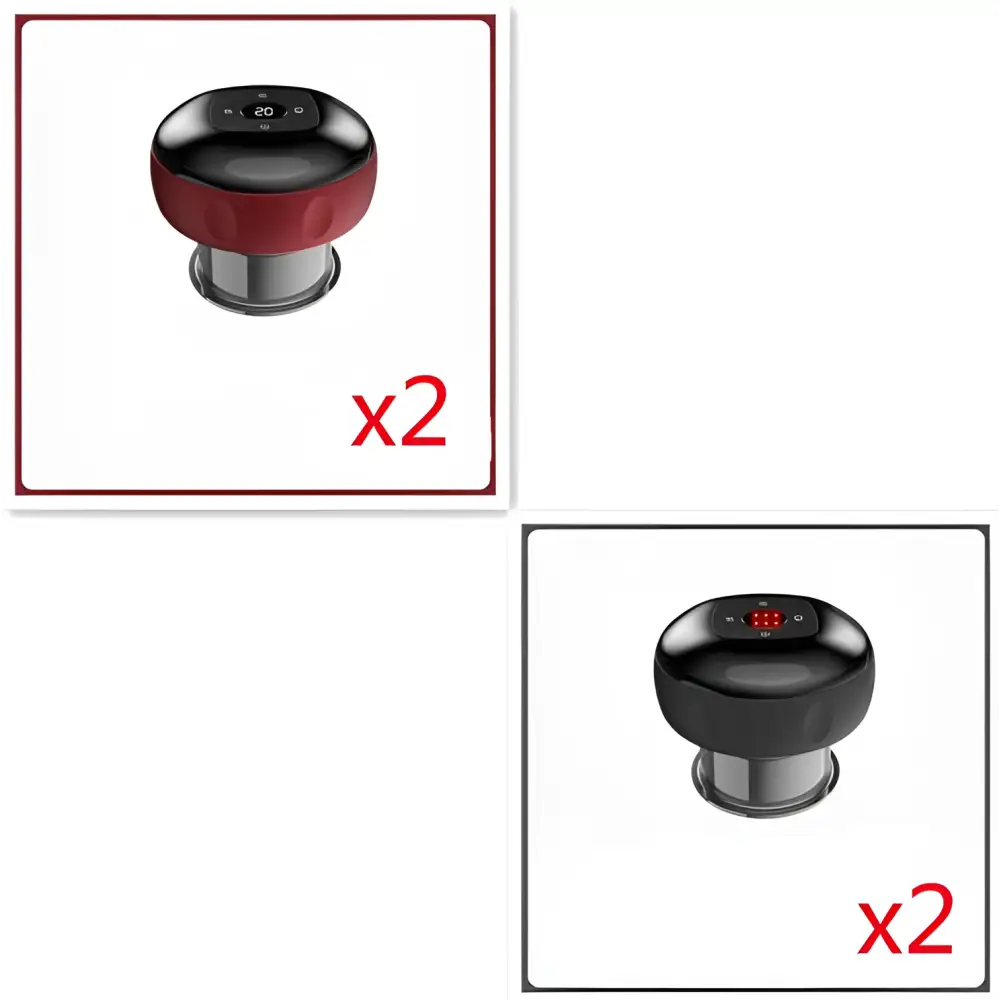 Electric vacuum cupping negative pressure massager in red and black with a metallic base heating model design
