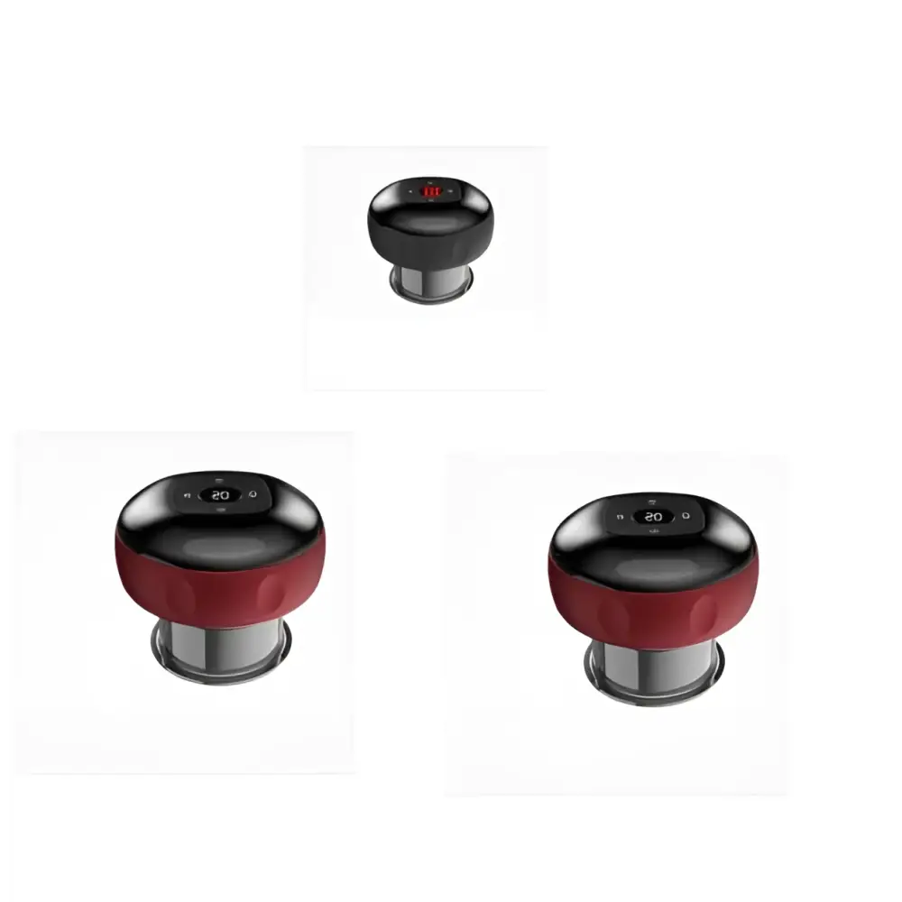 Black and red electric vacuum cupping negative pressure massager with metallic base heating model for massage therapy