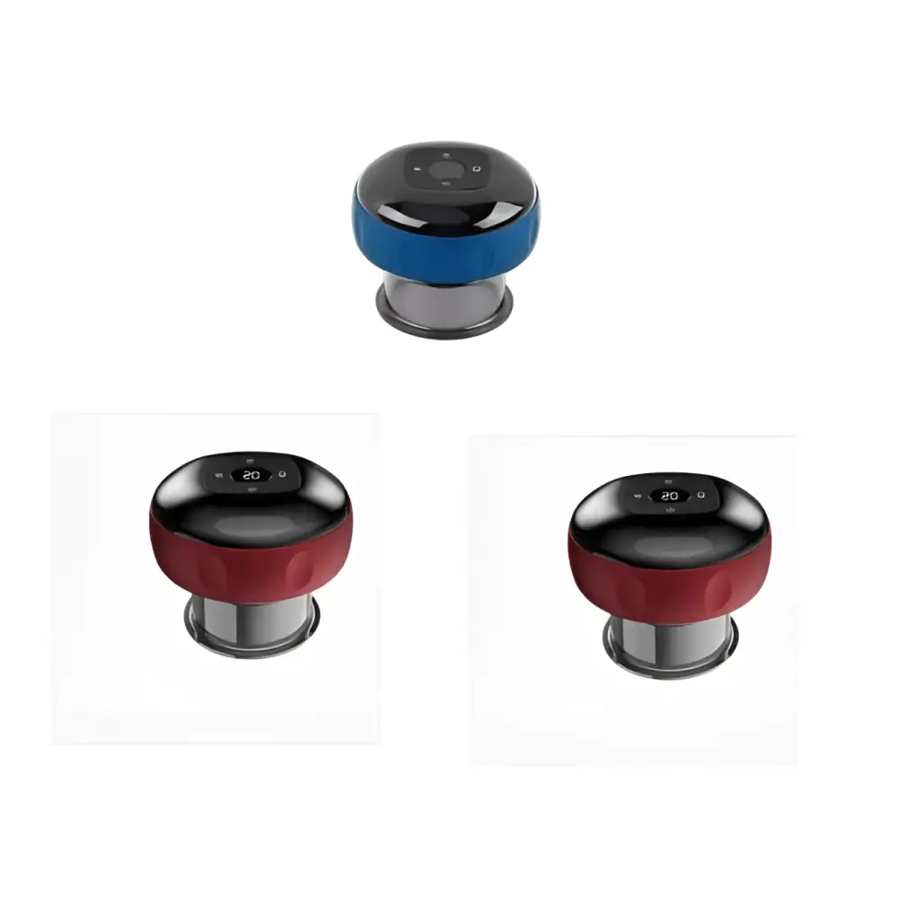 Blue and black electric vacuum cupping negative pressure massager with digital display and heating model for therapy use