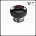 Electric vacuum cupping negative pressure massager with black glossy suction cup silver base and illuminated heating model panel