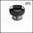 Electric vacuum cupping negative pressure massager with black glossy suction cup silver base and illuminated heating model panel