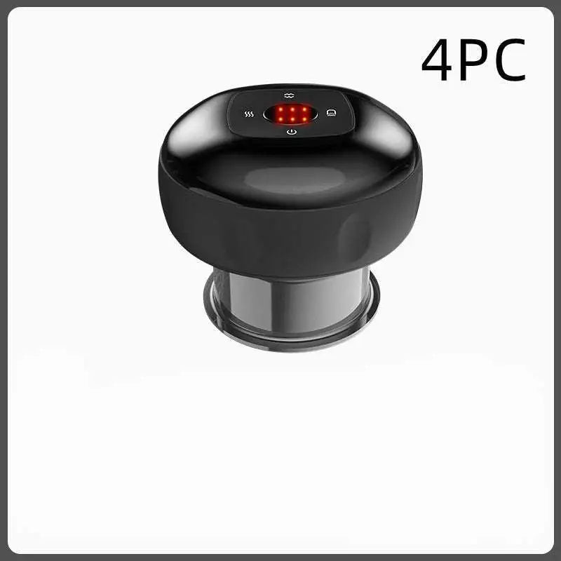 Black electric vacuum cupping negative pressure massager with red led display and control buttons heating model