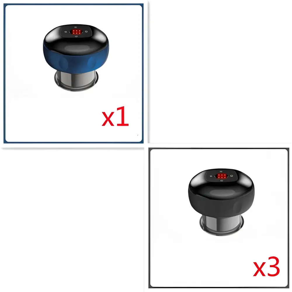 Blue and black electric vacuum cupping negative pressure massager with red LED display and heating model features