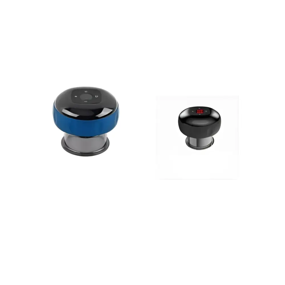 Blue and black electric vacuum cupping negative pressure massager with digital display heating model for muscle relief