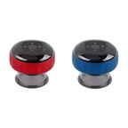 Red and blue electric vacuum cupping negative pressure massagers with glossy plastic bodies and black control panels
