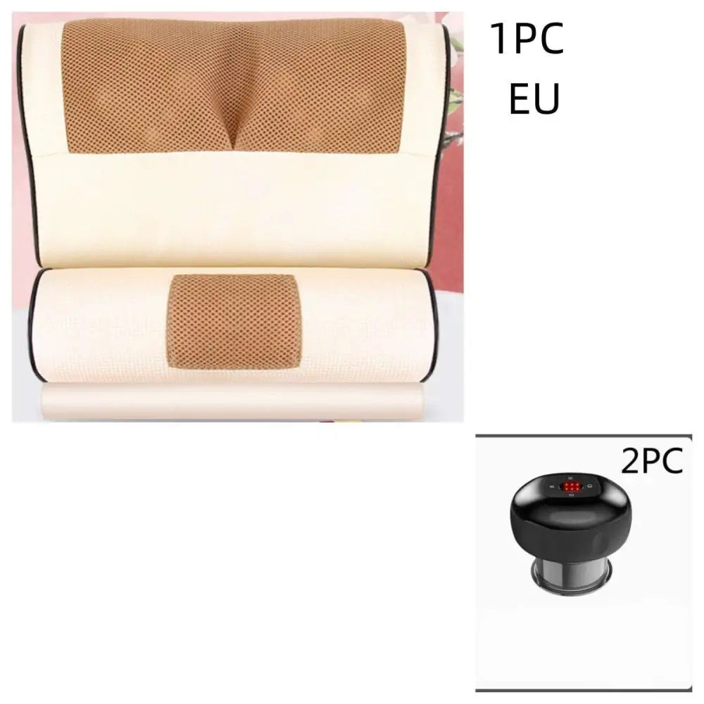 Cream-colored electric vacuum cupping negative pressure massager with tan mesh panels and black trim heating model set