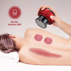 Red and black electric vacuum cupping negative pressure massager with glossy finish heating model handheld device
