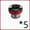 Red and black electronic acupressure massage device with a digital display showing temperature settings.