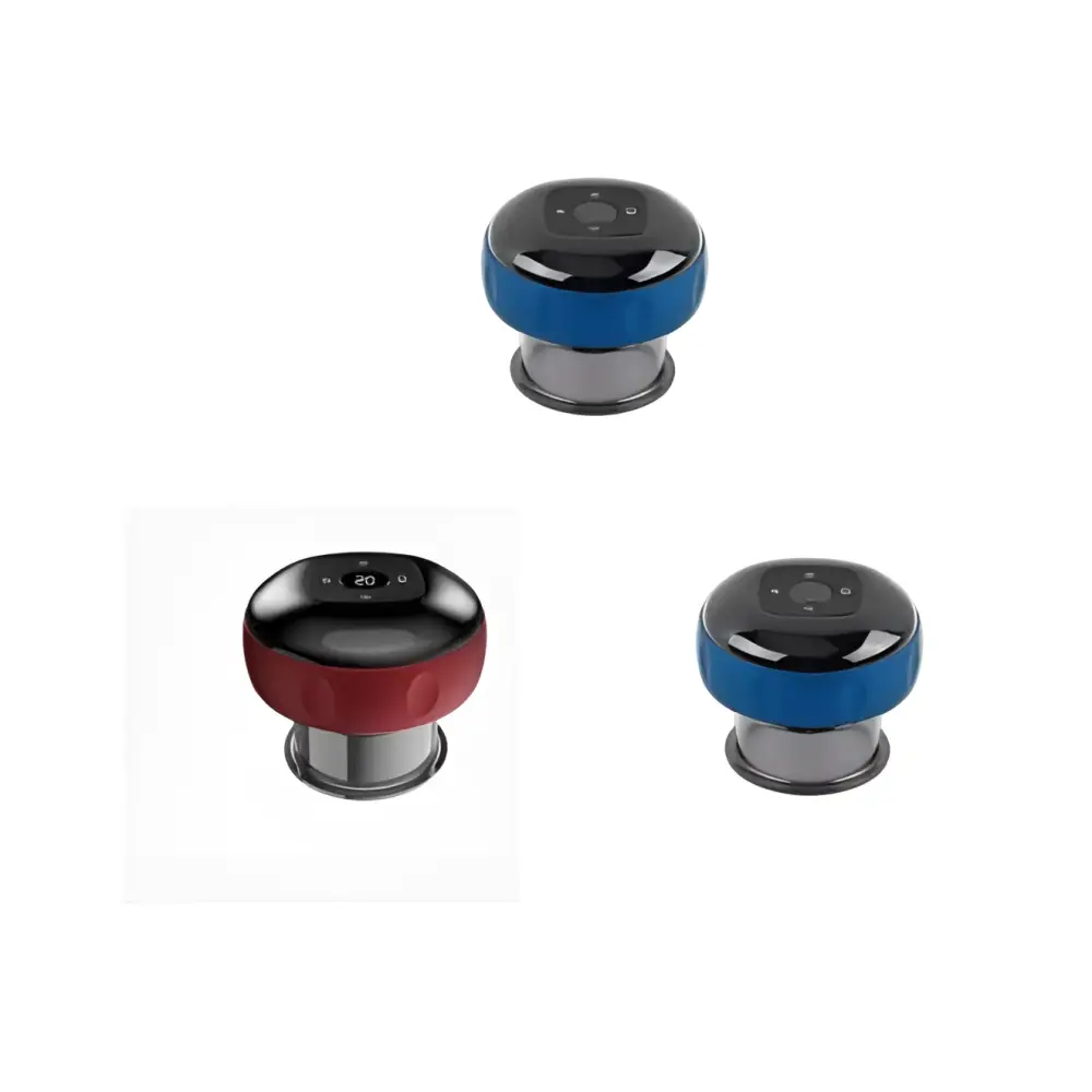 Blue and black electric vacuum cupping negative pressure massager with digital display for heating model therapy