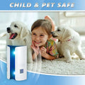 Electronic rat control device with frequency ultrasonic technology in white and blue with glowing LED lights for effective rat control