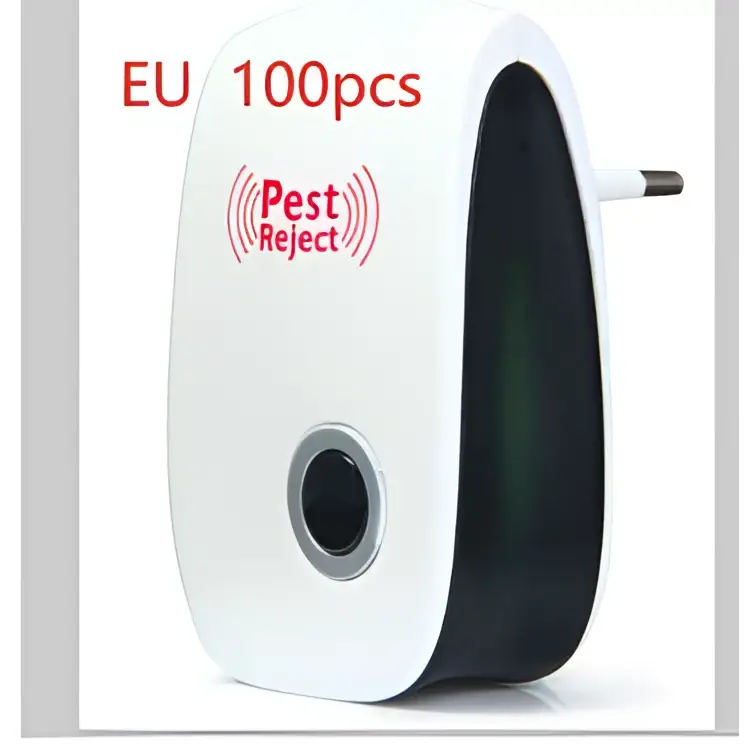 White and black electronic ultrasonic healthy pest repeller plug with circular sensor for effective pest control