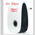 White and black electronic ultrasonic healthy pest repeller plug with red pest reject branding for pest control