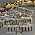 Elegant sweet pearl silver claw clip rectangular frame adorned with sparkling rhinestones and delicate pearl beads