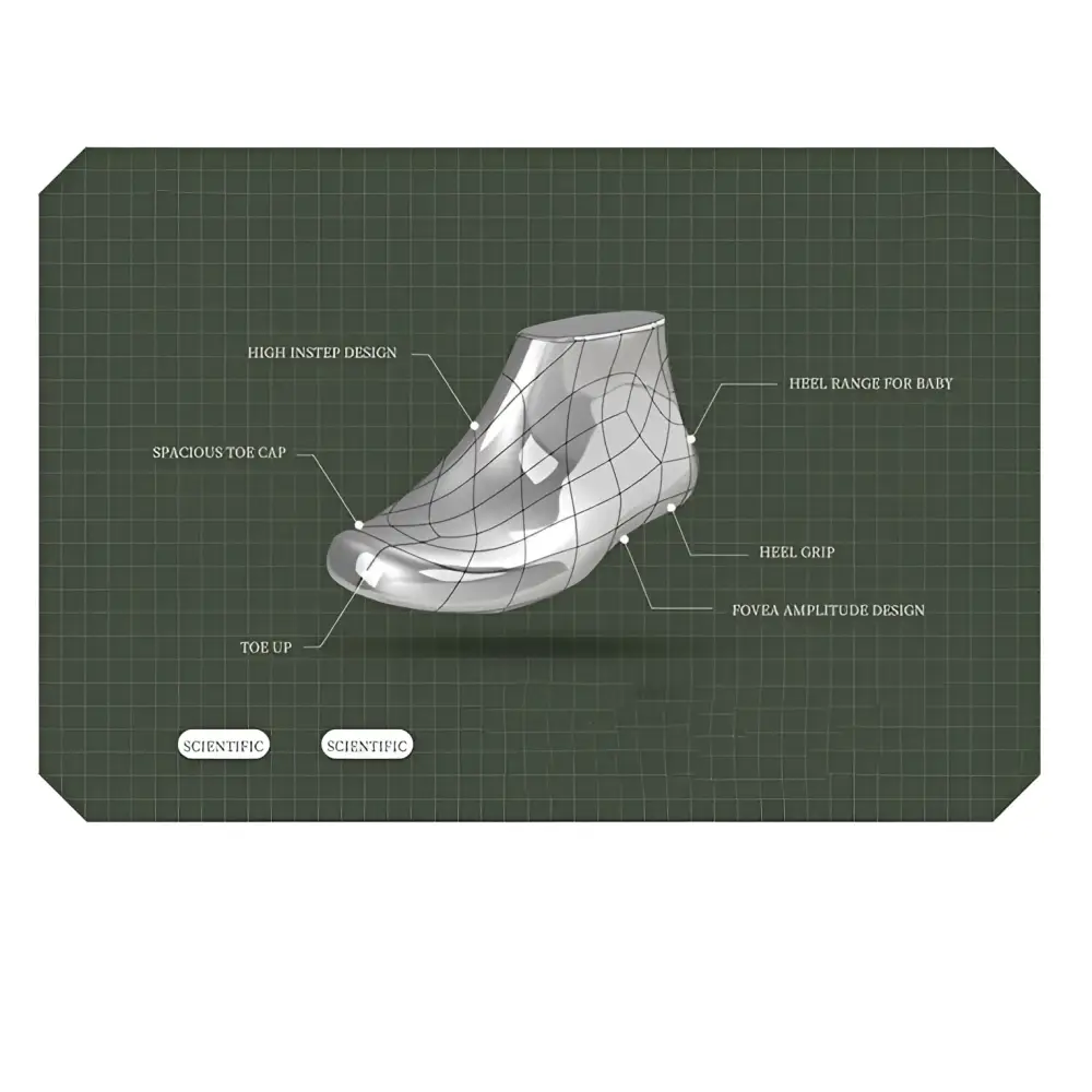 Silver metallic orthopedic shoe mold with high instep and heel grip for embroidered floral big children’s soft-soled sandals