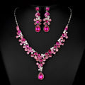 A sparkling pink and silver crystal wedding bride necklace with teardrop pendants for western wedding photography use