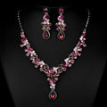 Elegant pink and silver crystal wedding bride necklace set with teardrop pendants for western wedding photography use