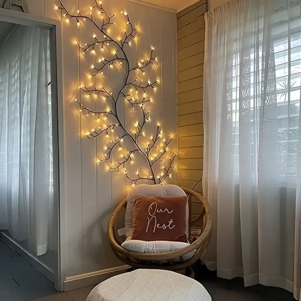 Enchanting vine lights black wire tree string light fixture with warm led bulbs for tranquil oasis decor