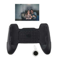 Black ergonomic mobile game controller grip with textured surface and adjustable thumbsticks for mobile phone gaming