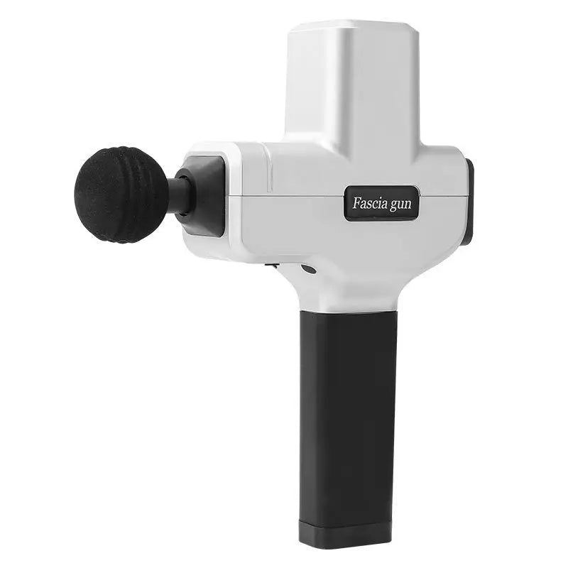 Ergonomic white and black massage stick hammer with textured grip handle for targeted muscle therapy and black massage stick use