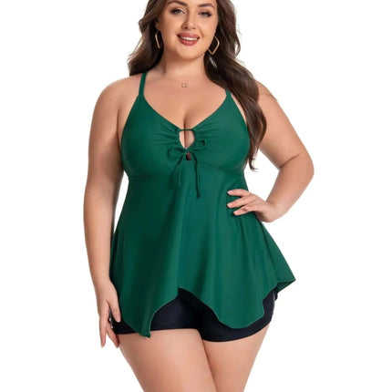 Etomax Women Plus Size Tankini Top Tummy Control Bathing Suits Top Ruched Tank Top Flowy Swimsuit Top No Bottom Green - Royalessencelux