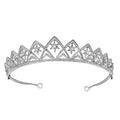 Silver tiara with sparkling stars and intricate diamond-like embellishments from european wedding xingx bridal crown collection