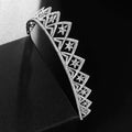 A sparkling silver european wedding xingx bridal crown tiara with intricate star-shaped diamond patterns and geometric design