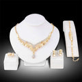 Gold-toned exaggerated jewelry sets bridal jewelry four featuring intricate filigree design and teardrop pendant necklace