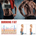 Exercise strengthening muscle sweat massage cream advertisement showing belly fat burner effects with before-and-after body diagrams